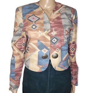 Vintage Wraps Collection abstract Southwestern Lined Blazer 